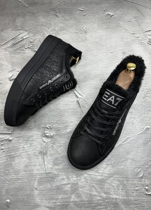 Обувь кеды зимние мужские бренд черные5 фото