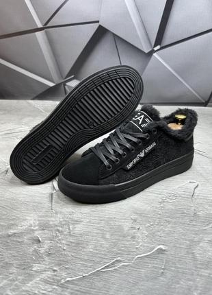 Обувь кеды зимние бренд мужские чёрные3 фото