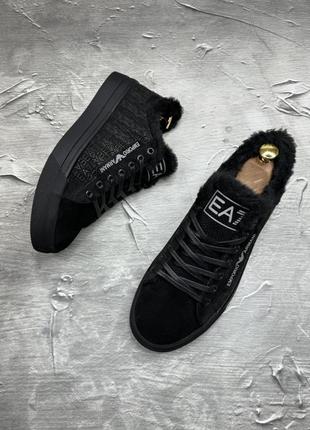 Обувь кеды зимние бренд мужские чёрные4 фото