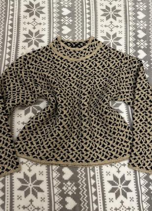 Шерстяной кашемировый теплый свитер леопард