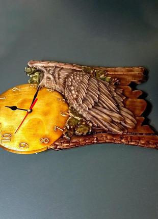 Годинник з філіном дерев'яний. розмір 30 х 42,5 см.4 фото
