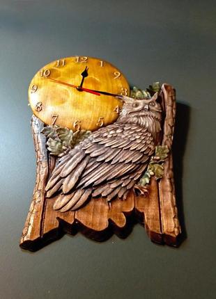 Годинник з філіном дерев'яний. розмір 30 х 42,5 см.2 фото