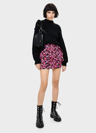 Юбка с поясом bershka flower skirt with belt - s1 фото