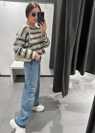 Джинсы голубые широкие прямые low rise straight zara 6164/035