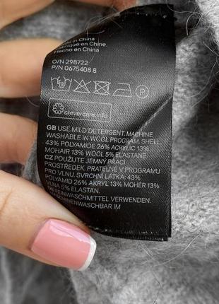 Вовна мохер пухнастий сірий светр із розрізами оверсайз h&amp;m5 фото