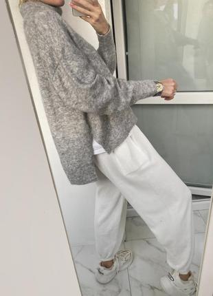 Вовна мохер пухнастий сірий светр із розрізами оверсайз h&amp;m7 фото