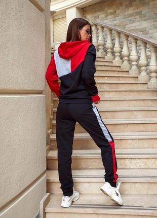 Спортивный костюм женский трикотаж vizavi черно-красный-меланж4 фото