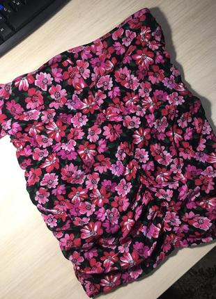 Юбка с поясом bershka flower skirt with belt - s10 фото