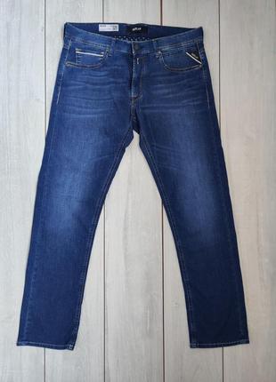 Стрейчевые легкие синие мужские джинсы w 34 пояс 45 см тунис