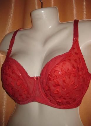 Секси лифчик прозрачный красный двойной кружевной двойная сеточка большой размер на грудь 2+,3+