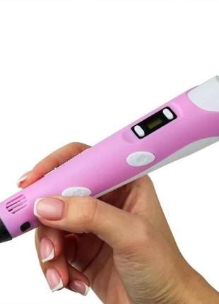 3d-ручка 3dpen с lcd экраном полный набор пластик и трафареты розовый3 фото