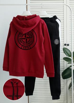 Шикарный зимний мужской костюм "stone island fleece winter".