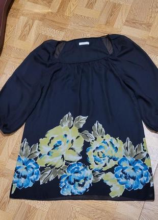 Шелковая натуральная черная блуза тонкая на подкладке англия размер  m-l