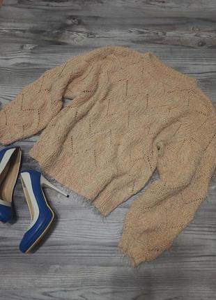 Свитер свитшот овесайз травка с пышным рукавом