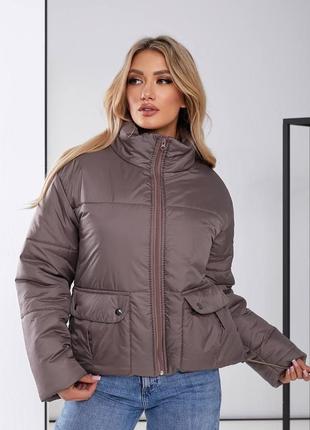 🔥акція🔥 куртка жіноча тепла зимова на зиму базова з капюшоном утеплена стьобана коротка чорна сіра бежева коричнева пуховик