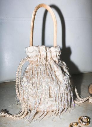 Весільний святковий клатч в стилі chanel шанель ✨ вінтажна сумочка ручної роботи з намистинами на новий рік в стилі prada прада1 фото