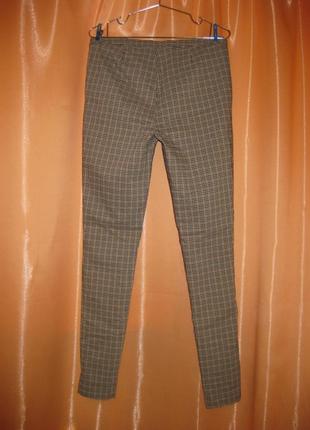 Зручні еластичні довгі штани брюки завужені скіни лосіни два кармани великий розмір 14uk в клітинку7 фото