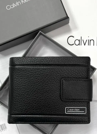 Кошелек calvin klein черный портмоне на подарок мужской