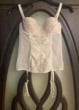 Шикарний, корсет, в ніжно кремовому, кольорі, з зажимами, для чулок, від дорогого бренду: wonderbra🫶