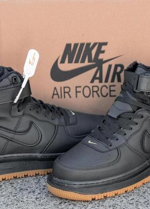 Кроссовки мужские кожаные на меху nike air force gore tex high черный
