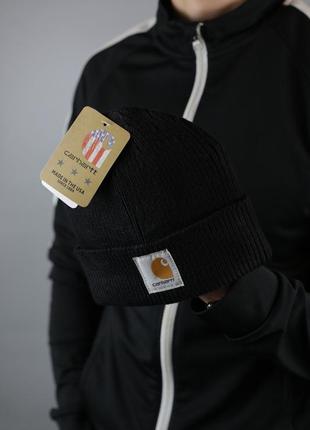 Женская мужская унисекс черная серая зимняя шапка carhartt кархарт брендовая качественная теплая2 фото