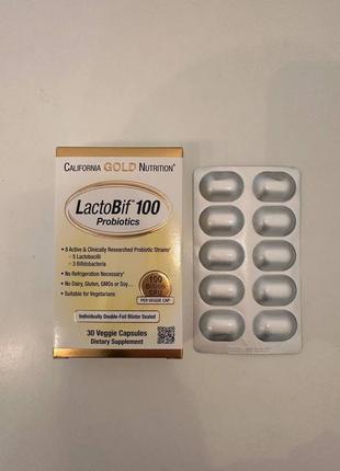 1 пластина з великої пачки 10 шт. california gold nutrition lactobif 100 млрд куо (cgn-01053)