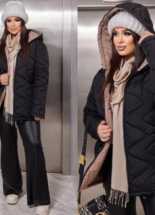 Теплая женская стильная куртка с наполнителем силикон3 фото