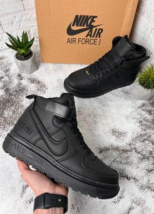 Кроссовки мужские кожаные на меху nike air force gore tex high черный