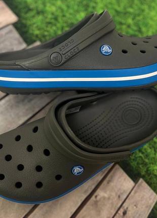 Мужские кроксы сабо crocs crocband charcoal/ocean все размеры в наличии1 фото