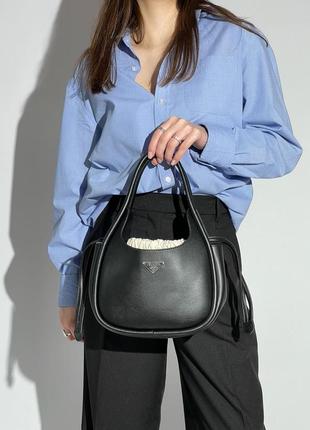 Жіноча сумка prada leather handbag black4 фото
