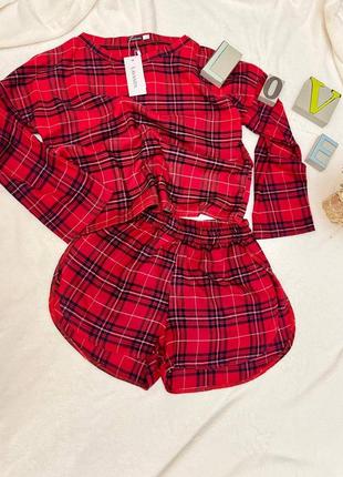 Піжама жіноча новорічна в стилі zara рубашка та шорти
