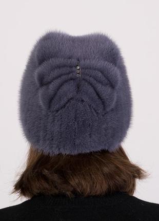 Зимова модна хутряна шапка біні з норки хутра