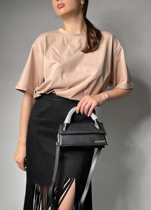 Женская сумка jacquemus le chiquito long black leather top
