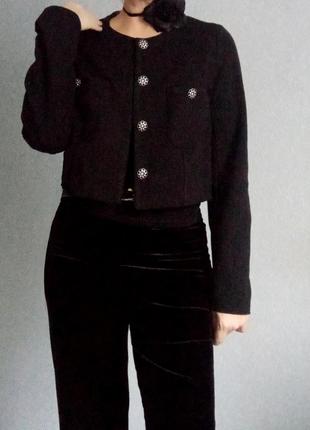 Жакет пиджак черный в стиле шаннель10 фото