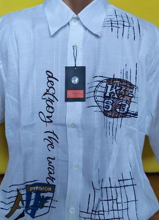 Новая стильная мужская рубашка, прямая удобная посадка, модный граничный дизайн, принт, лен 4