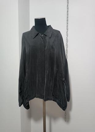 Кофта жакет оверсайз из купро с накладными карманами cobra, one size xxl
