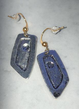 Серьги сережки серёжки подвески висячие в стиле этно винтаж винтажные серебристые золотистые с фиолетовым камнем2 фото