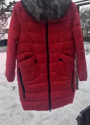 Пуховик зимняя куртка длинная с чернобуркой