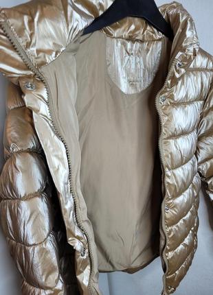 Куртка стеганая бомбер курточка деми демисезон пуховик пуфер золотистая5 фото