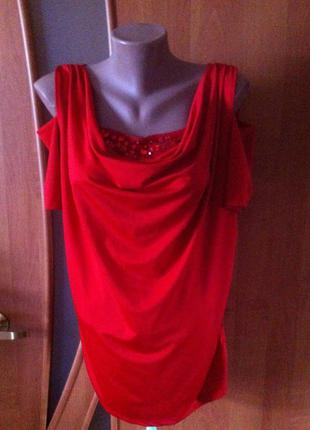 Нарядная красная блуза-майка3 фото