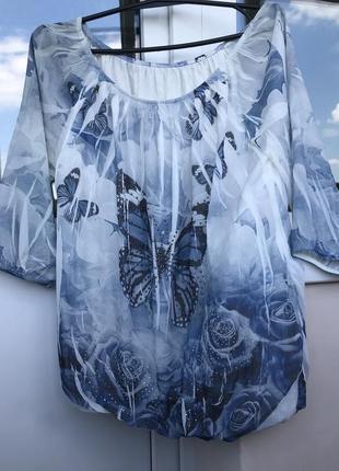 Нарядна блузка / кофточка/ ніжно блакитного кольору l / xl1 фото