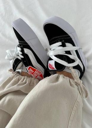 Knu old skool black / white platform premium кеди