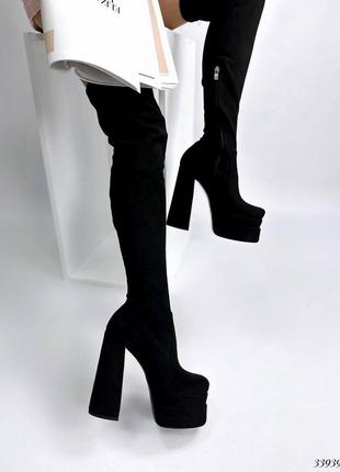 Шикарные женские демисезонные сапоги ботфорты на высоком каблуке1 фото