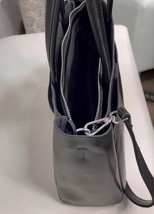 Черная сумка, натуральная кожа+длинный регулируемый ремешок.8 фото