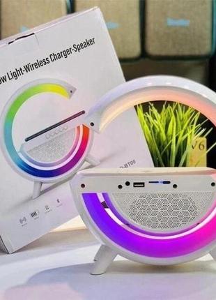 Настільна смарт лампа-нічник g-smart rgb 15w light sound machine з бездротовою зарядкою і bluetooth-колонкою 3w