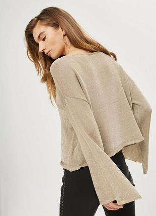 Золотистий светр кольчуга topshop metal yarn split sleeve top — m-l3 фото