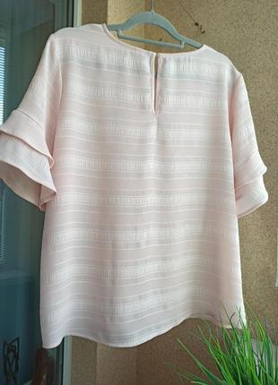 Красивая стильная нежно-розовая блуза из фактурной ткани4 фото