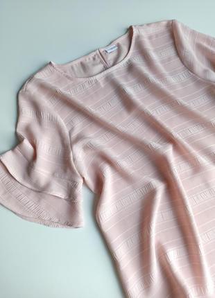 Красивая стильная нежно-розовая блуза из фактурной ткани5 фото