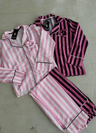 Жіноча піжама рожева у смужку victoria's secret