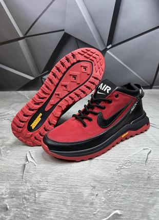 Зимние мужские ботинки nike black red (мех) 40-41-42-43-44-454 фото